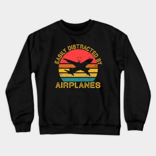 Easily Distracted By Airplanes Crewneck Sweatshirt